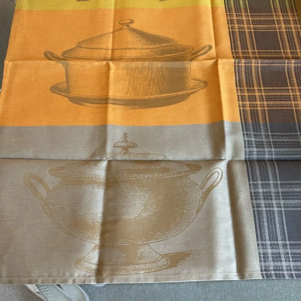 Jacquard Francais NEW Tea Dish Towel Made In France Orange Brown